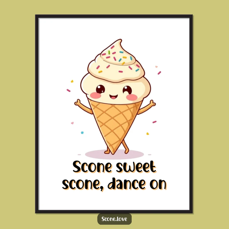 Free Printable Kawaii Scone Wall Art: Funny Dancing Scone Downloadable Decor for a Cheerful Home