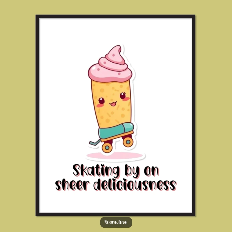Free Printable Scone Wall Art: Roller Skate Action Humor Downloadable Art