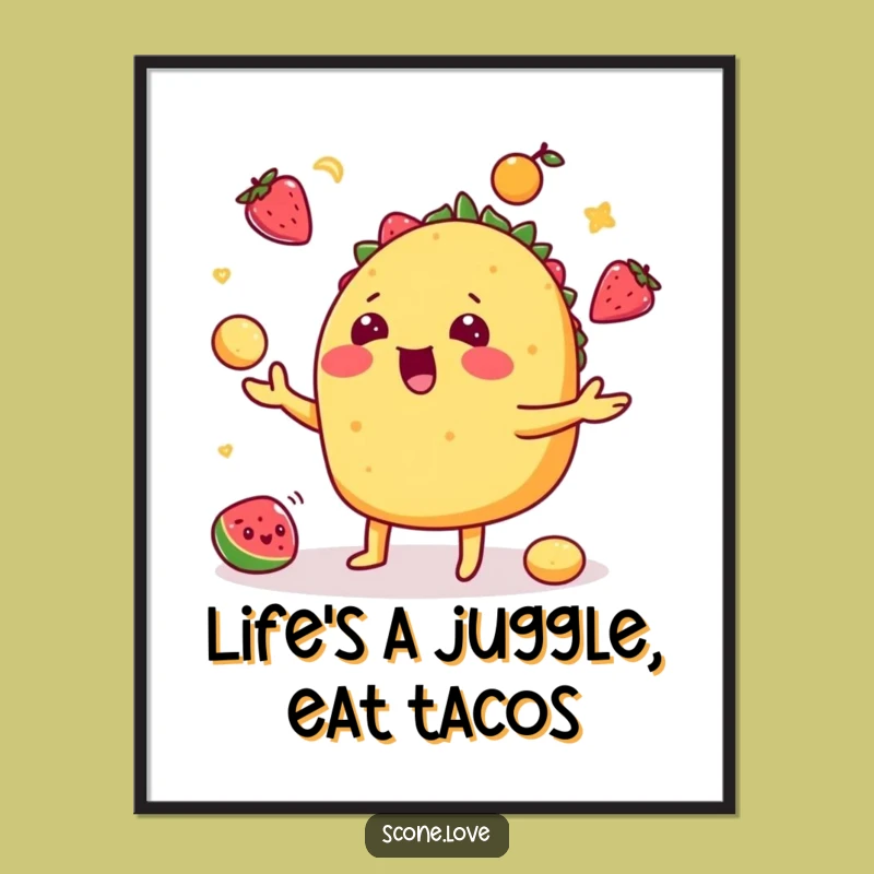 Free Printable Taco Wall Art: Juggling Fiesta Decor Downloadable DIY