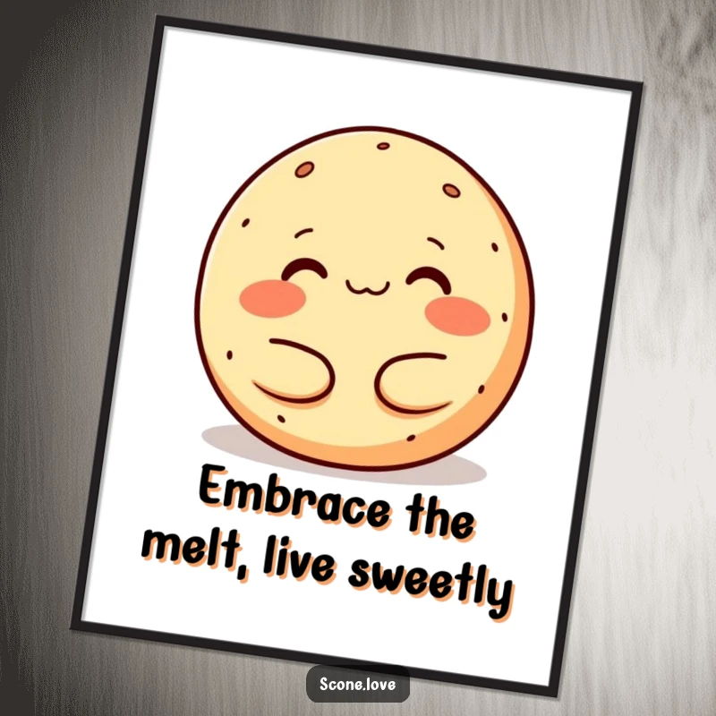 Funny Free Printable Wall Art featuring a happy donut melting into a warm embrace, adding cozy charm to any wall.