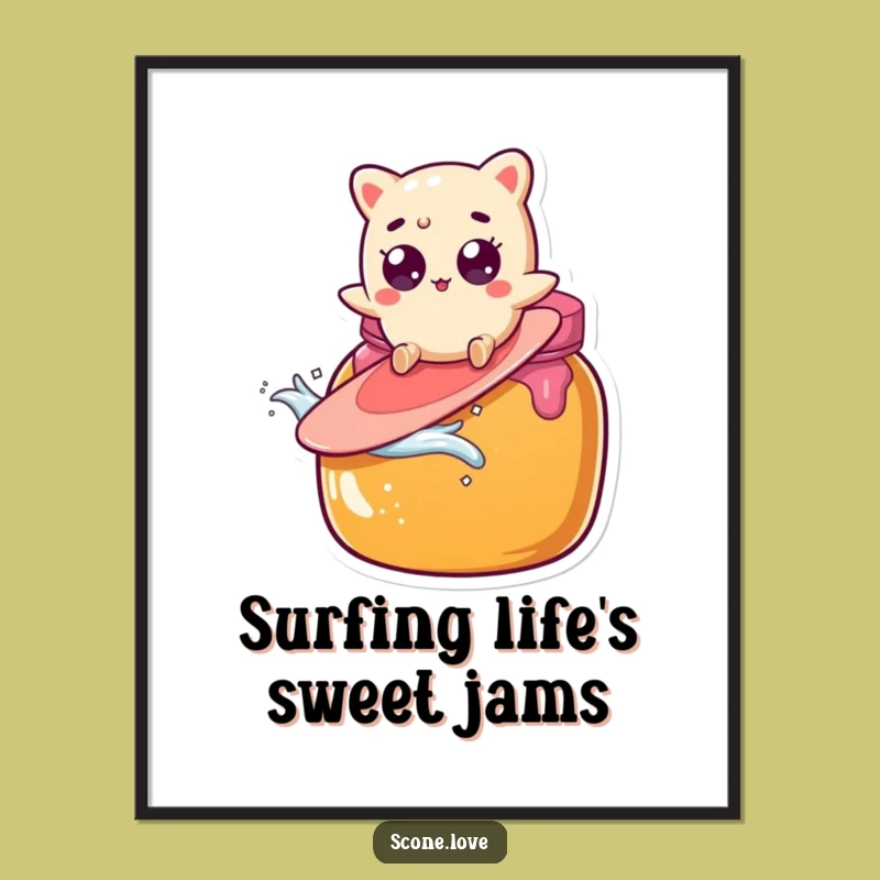Free Printable Wall Art: Funny Scone Jam Jar Surf Art