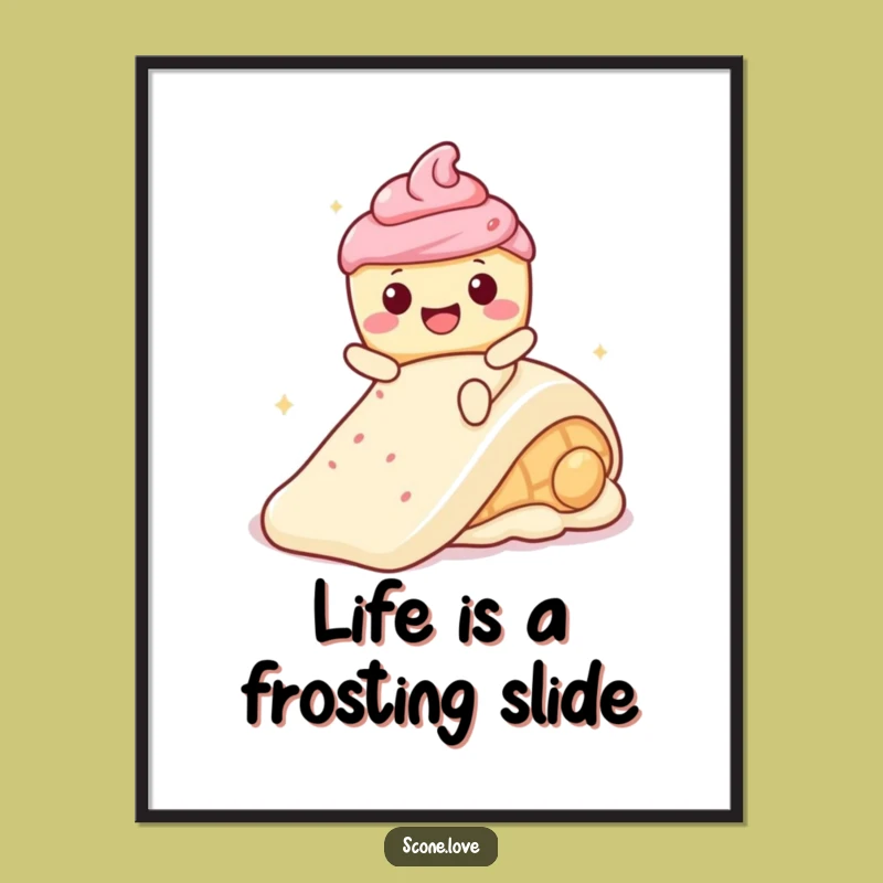 Free Printable Wall Art: Scone Frosting Slide, Whimsical Downloadable Decor for Sweet Homes