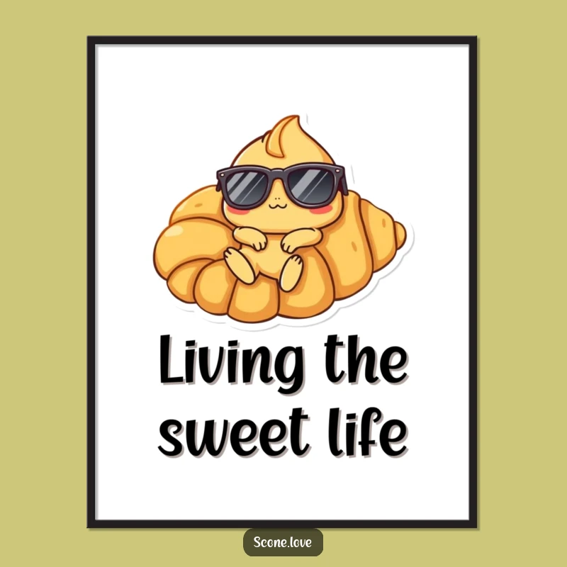 Funny Free Printable Cool Scone Wall Art: Croissant Lounger Downloadable Decor