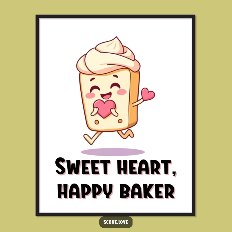 Funny Free Printable Happy Scone Wall Art - Food Joyful Heart Downloadable Decor