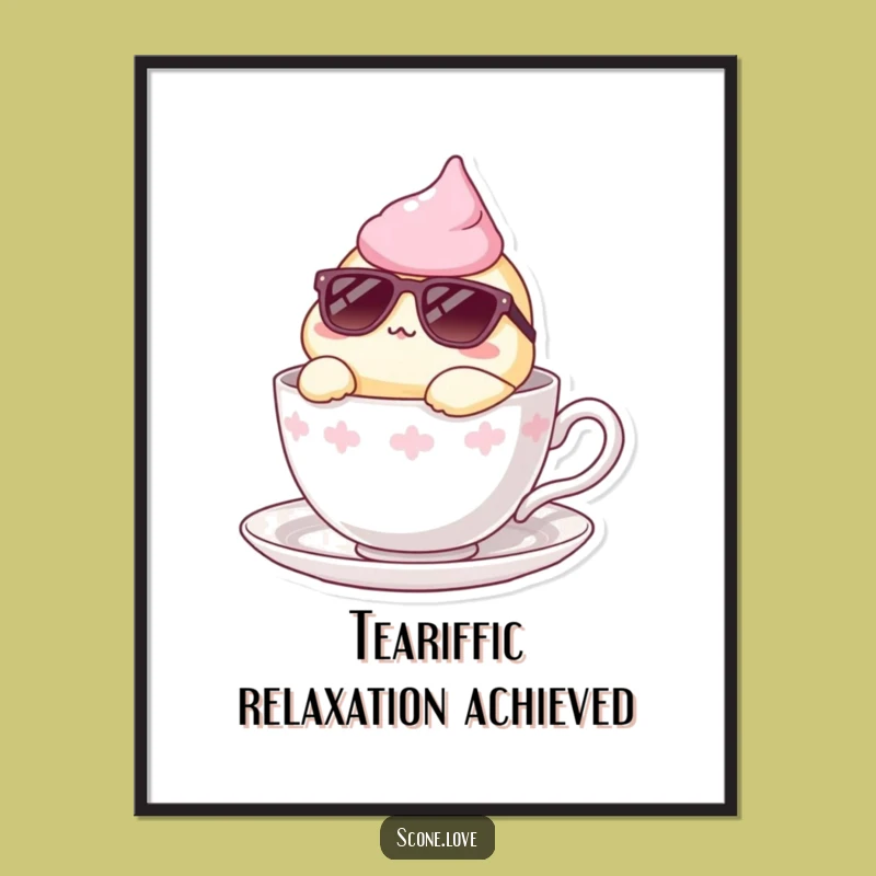 Funny Free Printable Wall Art: Cool Scone Teacup Art, Relaxed Downloadable Decor