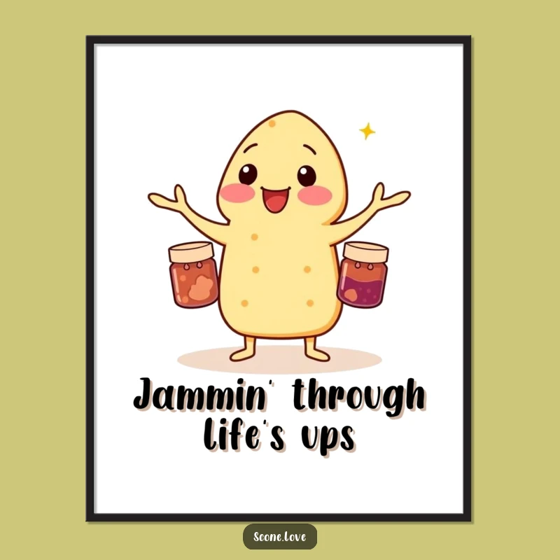 Funny Free Printable Wall Art: Scone Jam Juggling Decor, Quirky Downloadable Art