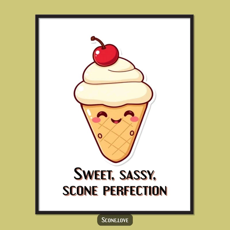 Free Printable Winking Scone Wall Art: Funny Cherry Topped Scone Downloadable Decor