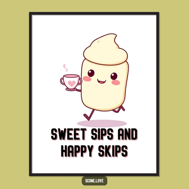 Whimsical Free Printable Wall Art: Happy Skipping Scone, Unique Downloadable Decor!