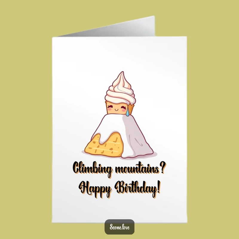 Funny Free Printable Birthday Card: Scone Climbs Whipped Cream, Hilarious Struggle Gift