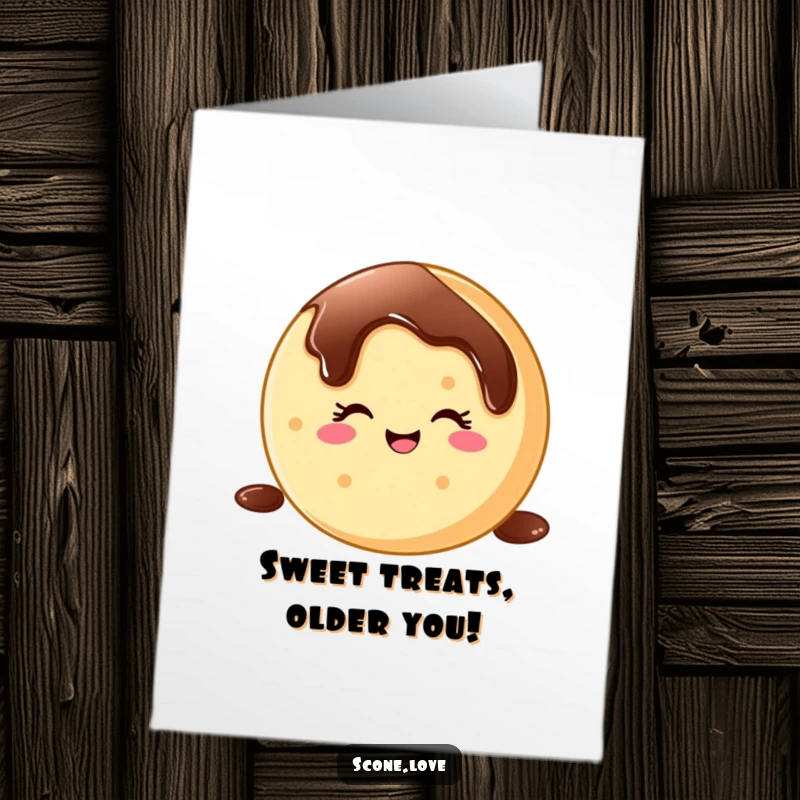 Funny Free Printable Birthday Card featuring a cartoon donut winking while sliding down chocolate drizzle, perfect for a sweet greeting.