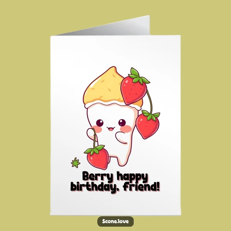 Free Printable Birthday Card: Funny Kawaii Scone & Strawberry - Hilarious Downloadable Gift!