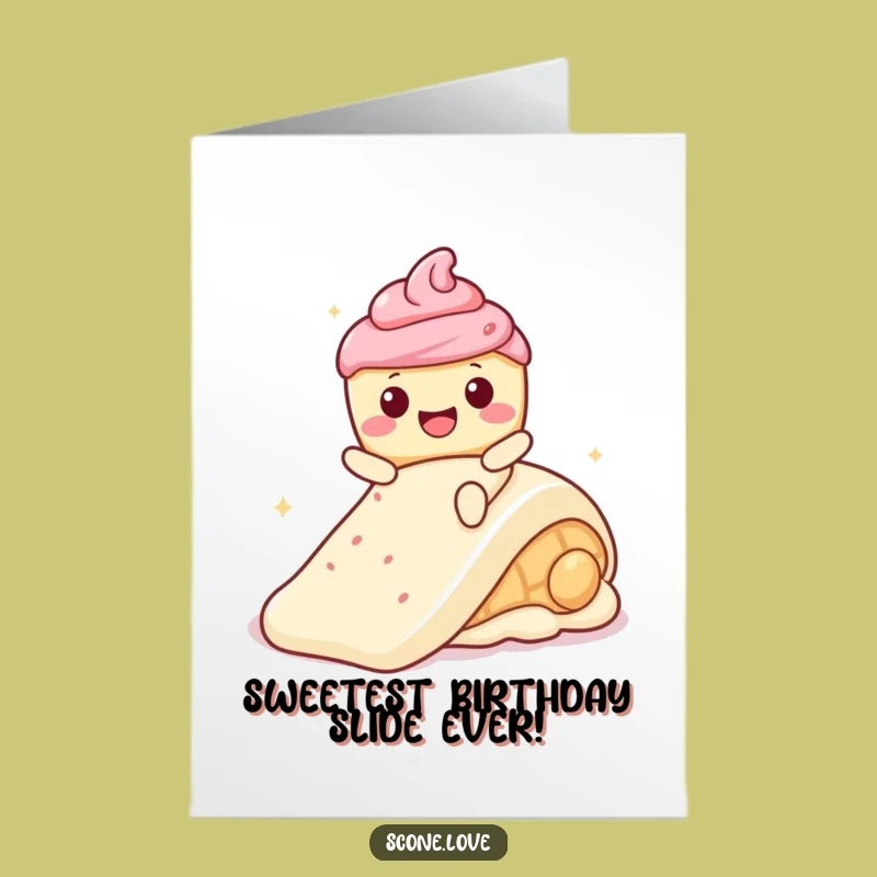 Free Printable Birthday Card: Scone Frosting Slide, Joyful Downloadable Gift for Fun Times