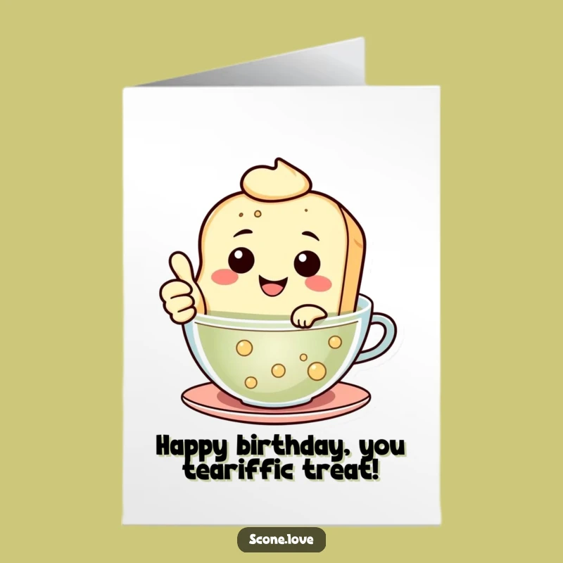Free Printable Scone Birthday Card: Tea Float Thumbs Up Humor Downloadable