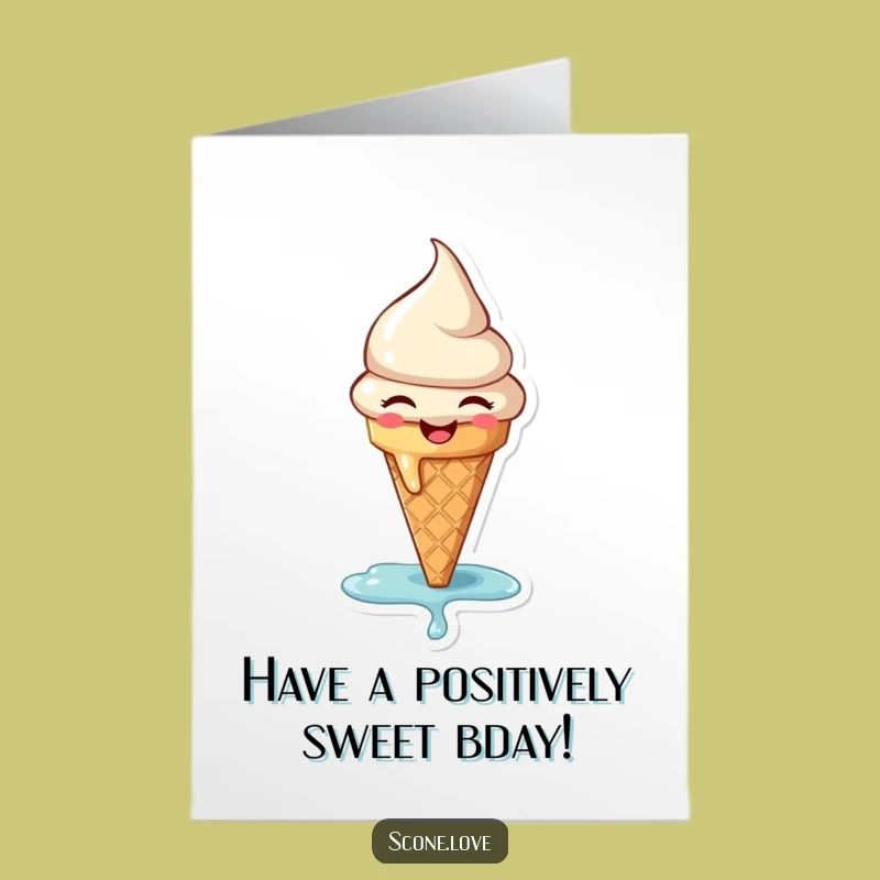 Free Printable Funny Birthday Card: Joyful Melting Ice Cream - Sweet Downloadable Gift