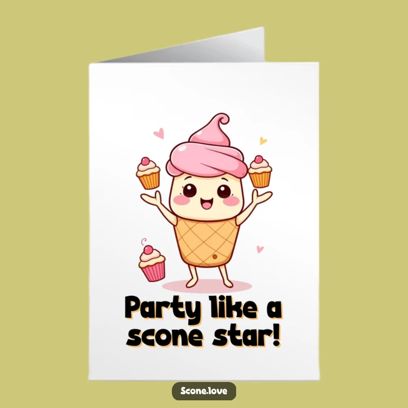 Free Printable Juggling Scone Birthday Card: Funny Downloadable Gift for a Celebration Extravaganza