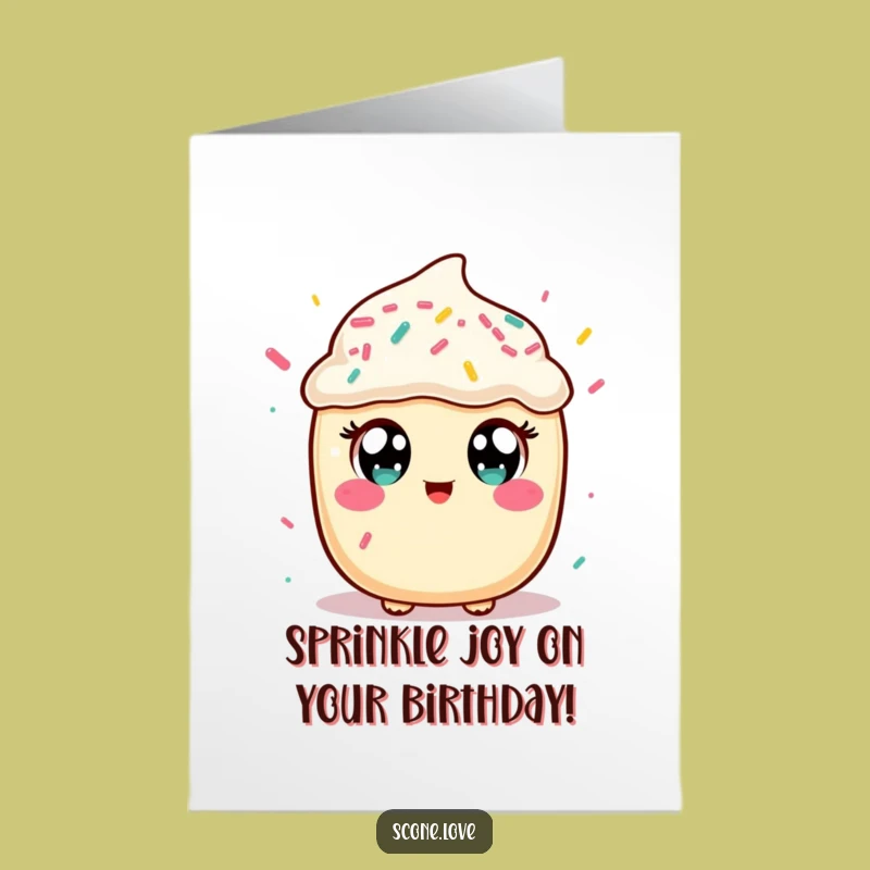 Free Printable Kawaii Scone Birthday Card: Funny Catching Sprinkles Downloadable Gift