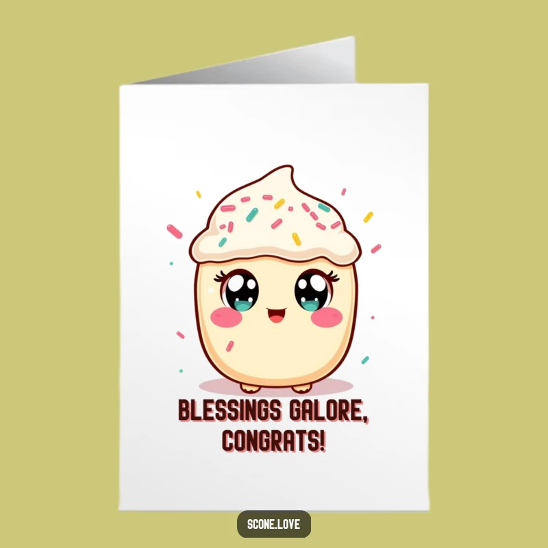 Free Printable Kawaii Scone Card: Funny Sprinkles Congrats Downloadable Gift
