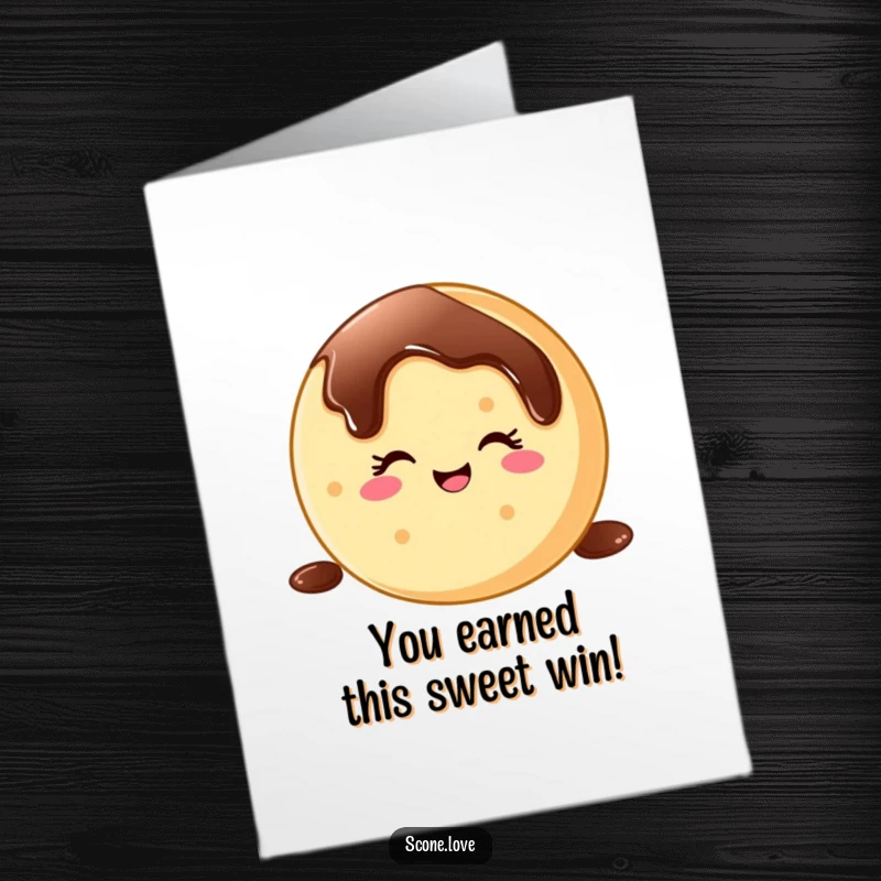 Funny Free Printable Congratulations Card with a winking donut sliding on chocolate, ideal for celebrating achievements with humor.