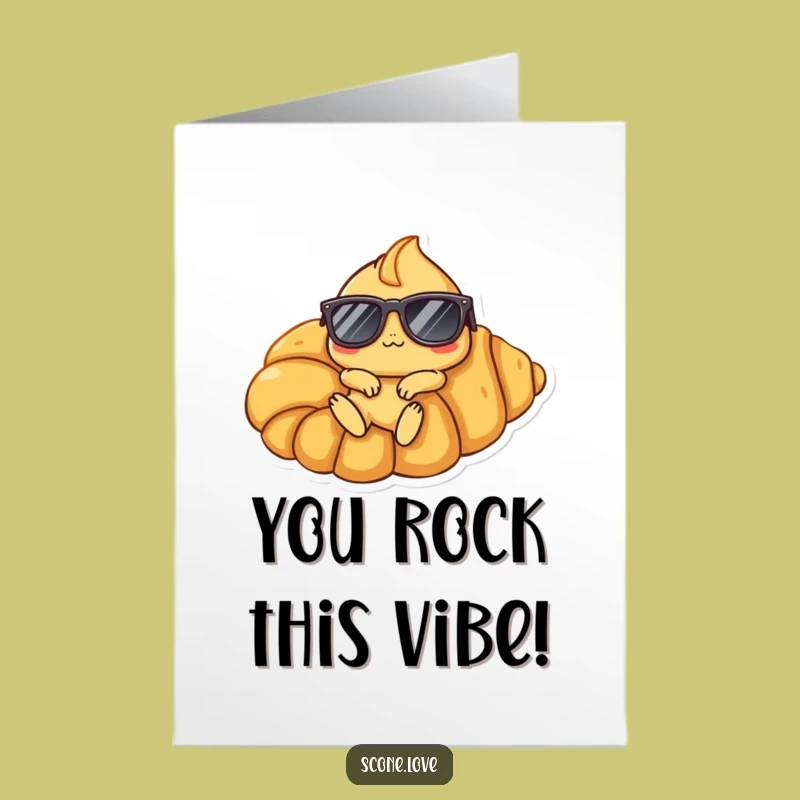 Free Printable Cool Scone Congratulations Card: Funny Croissant Lounger Downloadable