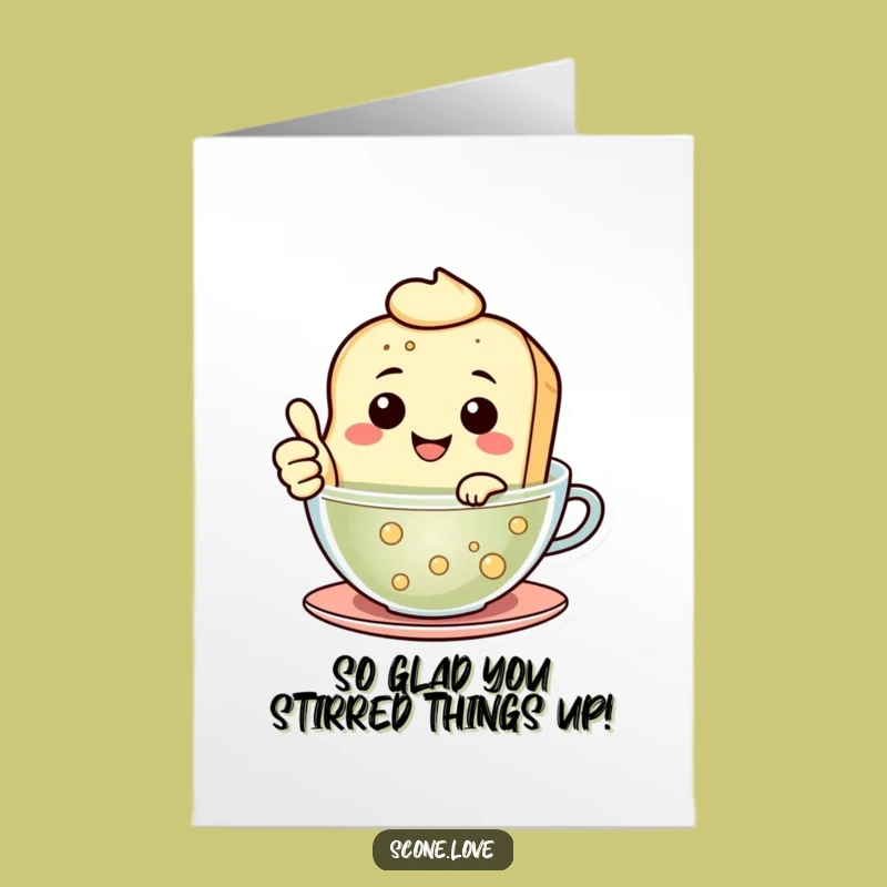 Free Printable Scone Congrats Card: Tea Float Success Humor Downloadable