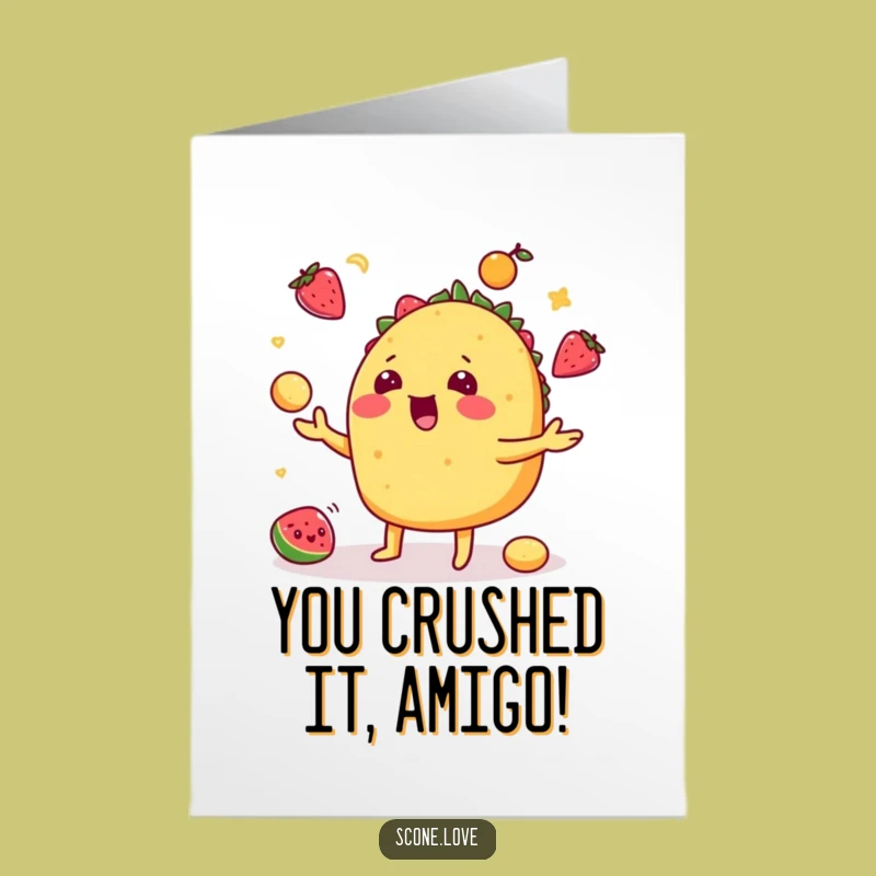 Free Printable Taco Congrats Card: Juggling Fiesta Celebration Downloadable