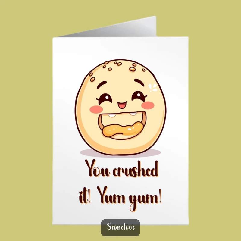 Free Printable Congrats Card: Donut Devouring Donut Funny Food Downloadable
