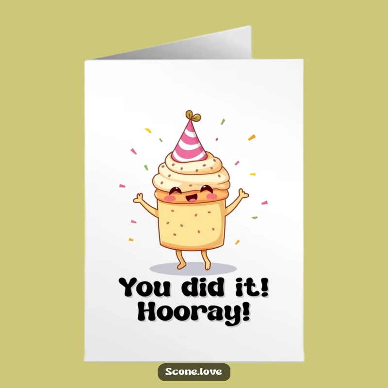 Free Printable Congrats Card: Dancing Scone Celebrates Success with Funny Downloadable Joy