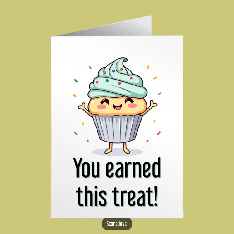 Free Printable Congrats Card: Dancing Cupcake - Celebratory Downloadable Treat