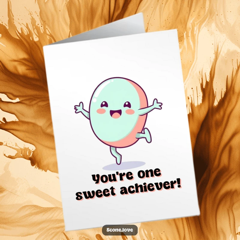 Funny Free Printable congratulations card showing a happy candy mid-cartwheel with a massive grin.