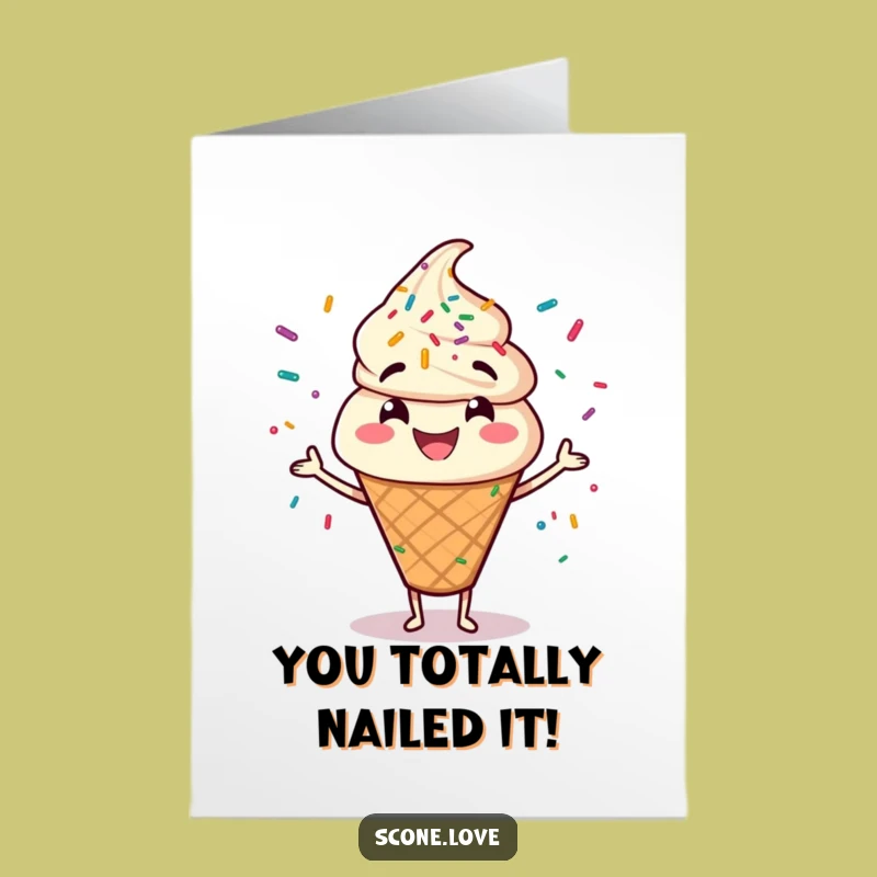 Free Printable Congrats Card Scone Character Juggling Sprinkles Funny Downloadable Gift