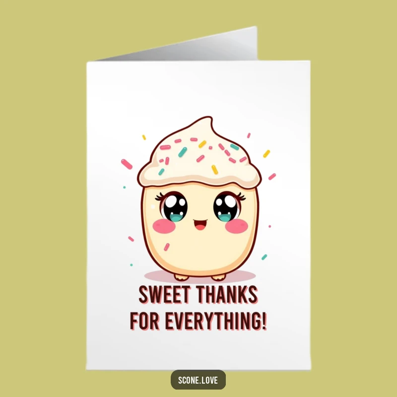Free Printable Kawaii Scone Thank You Card: Funny Sprinkles Downloadable Gift