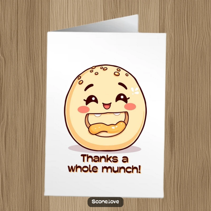 Funny Free Printable Thank You Card: a baked good with a smile taking a bite out of another, a tasty thank you.
