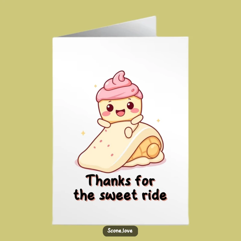 Free Printable Thank You Card: Scone Frosting Slide, Cheerful Downloadable Gift for Gratitude