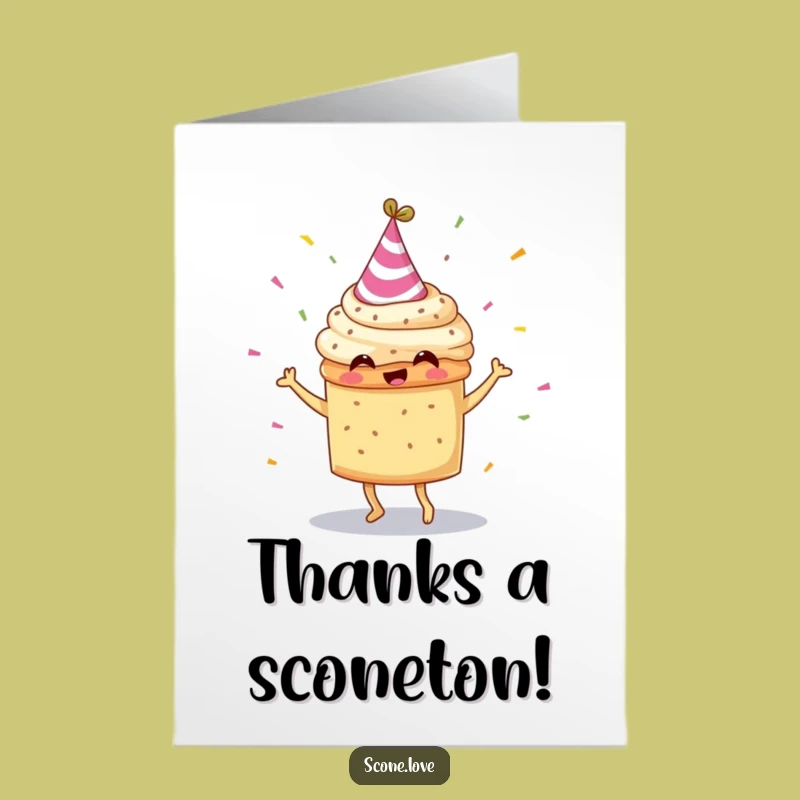 Free Printable Thank You Card: Scone's Dance Expresses Gratitude in Funny Downloadable Style