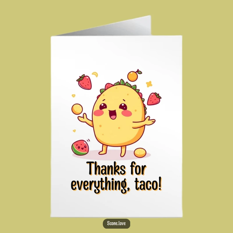 Free Printable Thank You Taco Card: Juggling Gratitude Downloadable Gift