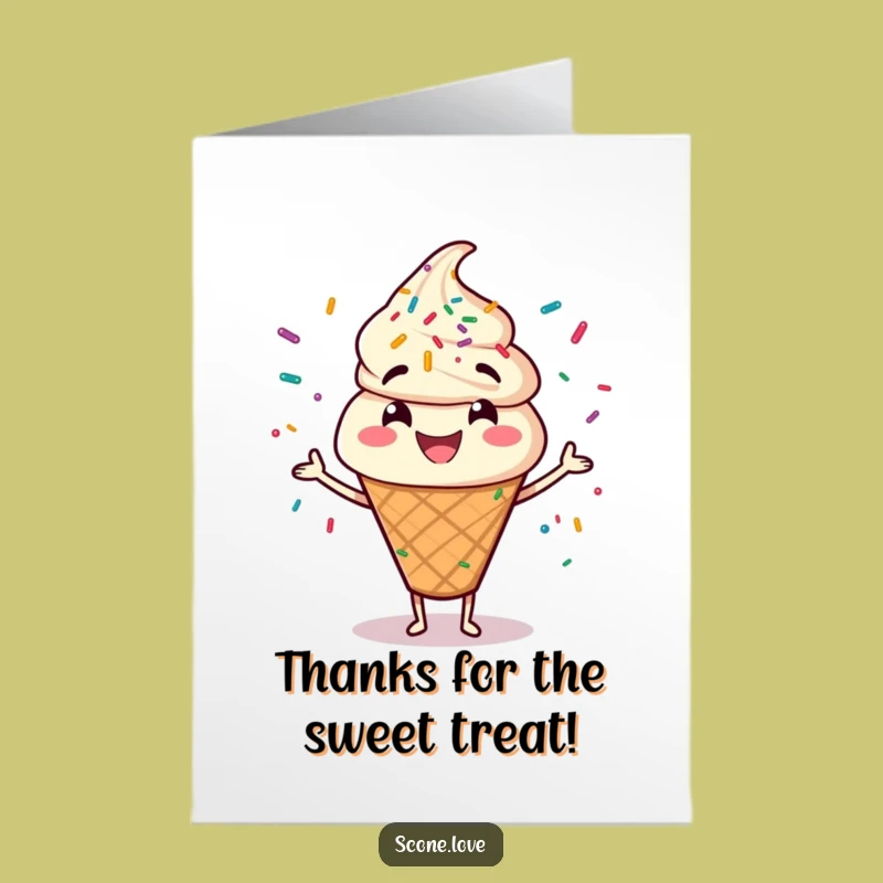 Free Printable Thank You Card Scone Character Juggling Sprinkles Funny Downloadable Gift