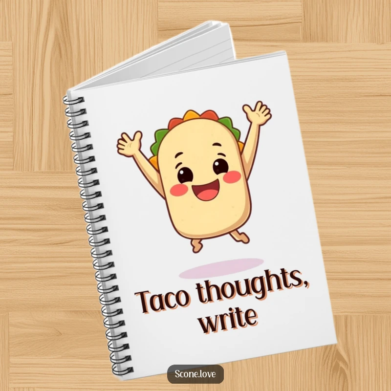 Funny Notebook: A smiling taco leaping with arms up, inspiring delicious thoughts, creative recipes, and joyful notes.