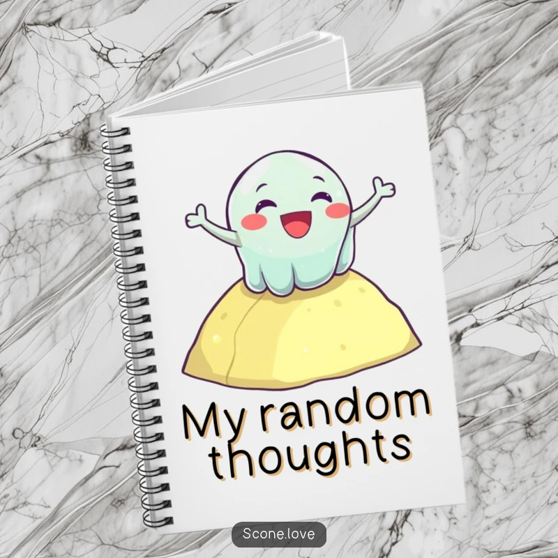 Funny notebook with a happy wobbly jelly tumbling down a hill, perfect for jotting down playful ideas and messy thoughts.