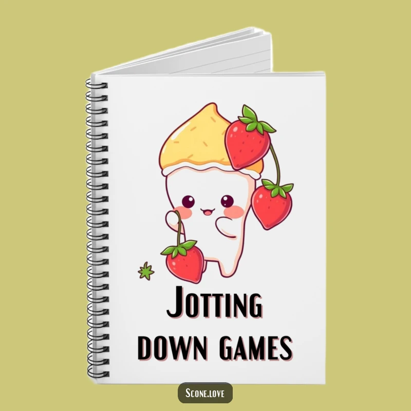 Funny Kawaii Scone Batting Strawberry Notebook - Cute Journal Scone Gift