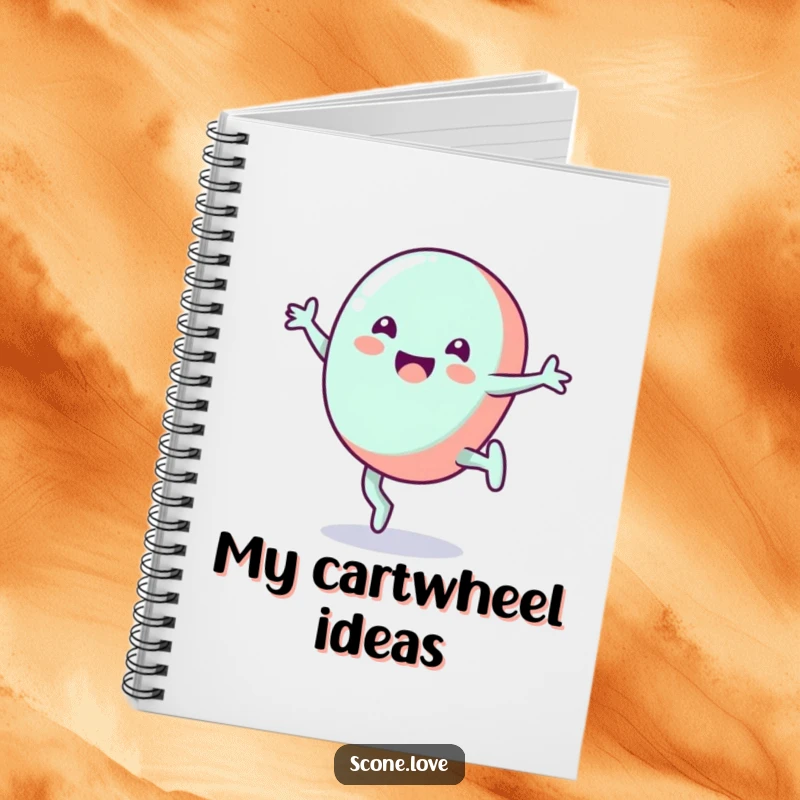 Funny candy notebook with a grinning candy cartwheel cover, perfect for jotting down notes and creative ideas.