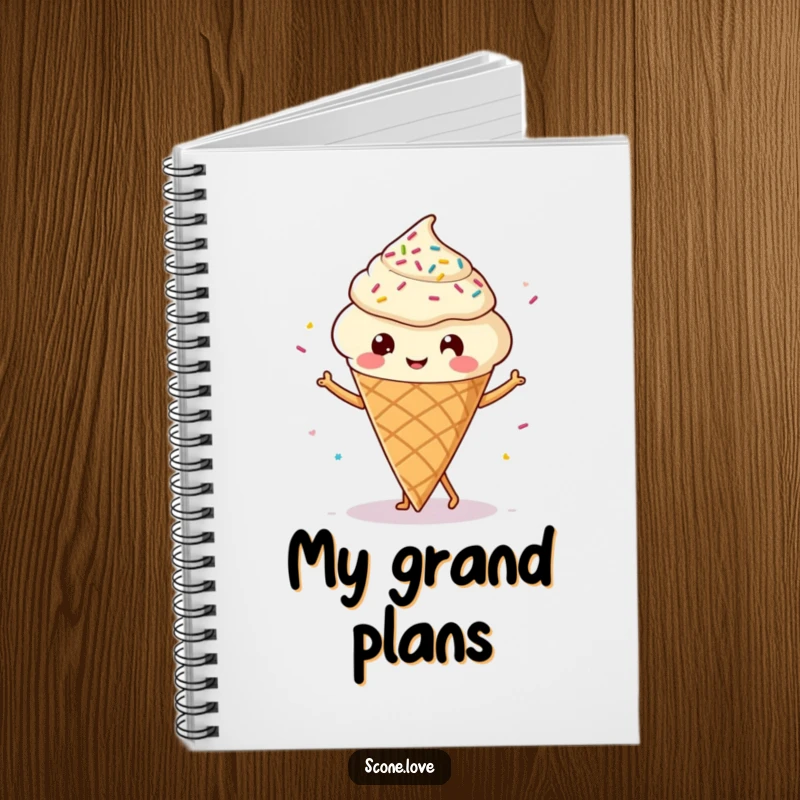 Funny Kawaii Scone Notebook: An adorable scone with tiny legs happily dancing among sprinkles, perfect for notes.