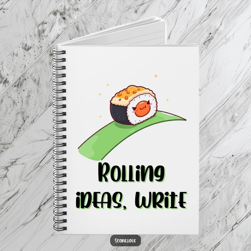 Funny Notebook: A smiling sushi piece rolling downhill, inspiring smooth thoughts, creative recipes, and joyful notes.