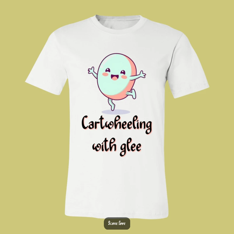 Funny Candy Cartwheel T-Shirt: Grinning Treat Design for Fun