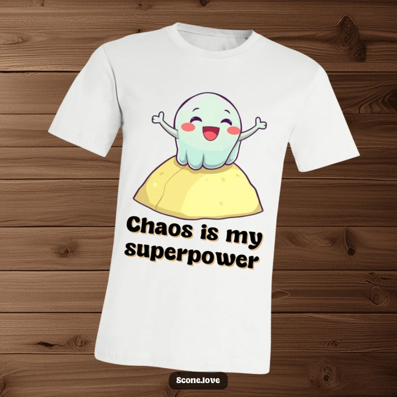 Funny T-shirt with a cheerful, wobbly jelly character enthusiastically tumbling down a hill, radiating pure, shaky fun.