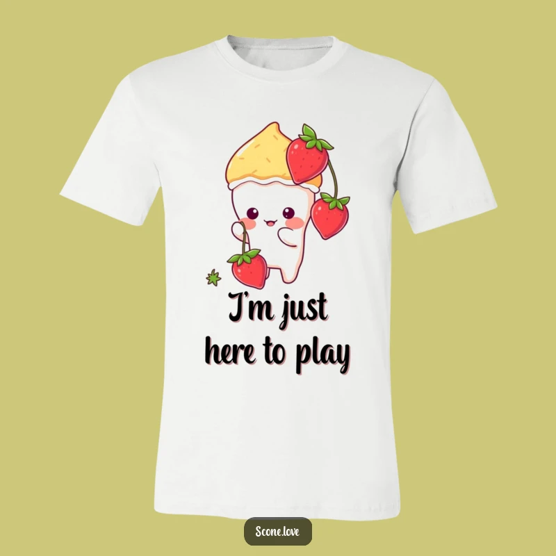Funny Kawaii Scone Batting Strawberry T-Shirt - Cute Cartoon Scone Tee Gift