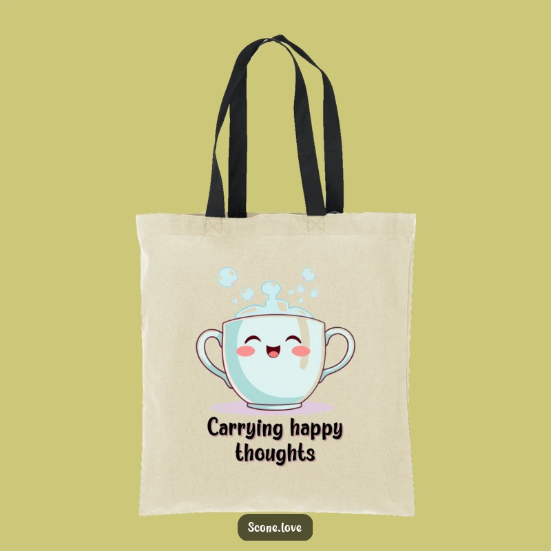 Funny Teacup Bubble Tote Bag: Cheerful Pourover Carryall, Gift Idea