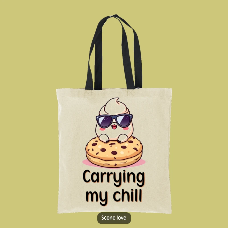 Funny Kawaii Scone Sunglasses Tote Bag - Humorous Pastry Accessory