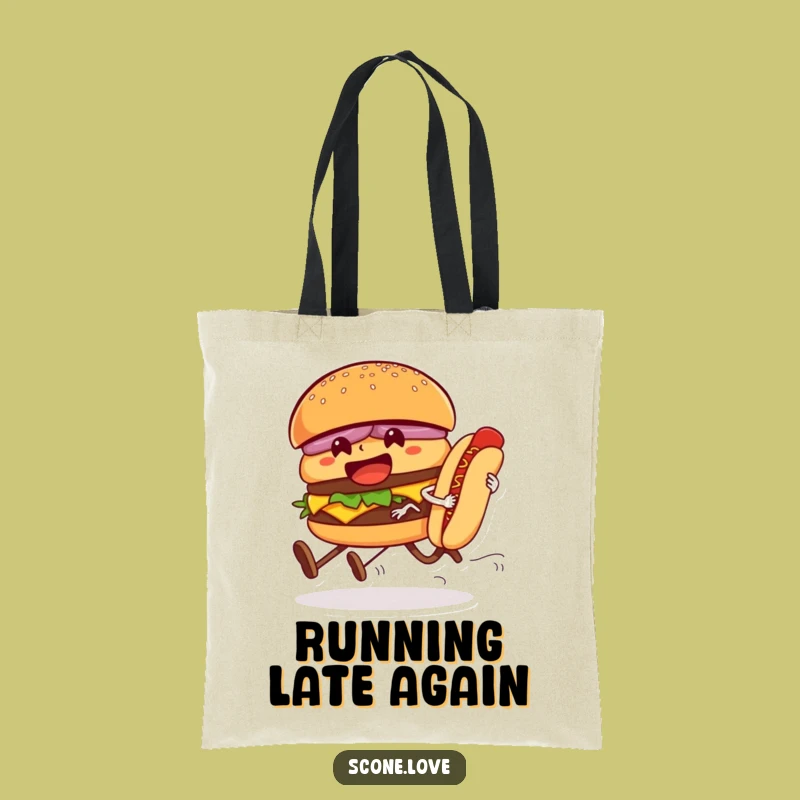 Funny Hamburger Hot Dog Race Tote Bag - Carry Your Laughs in Style!