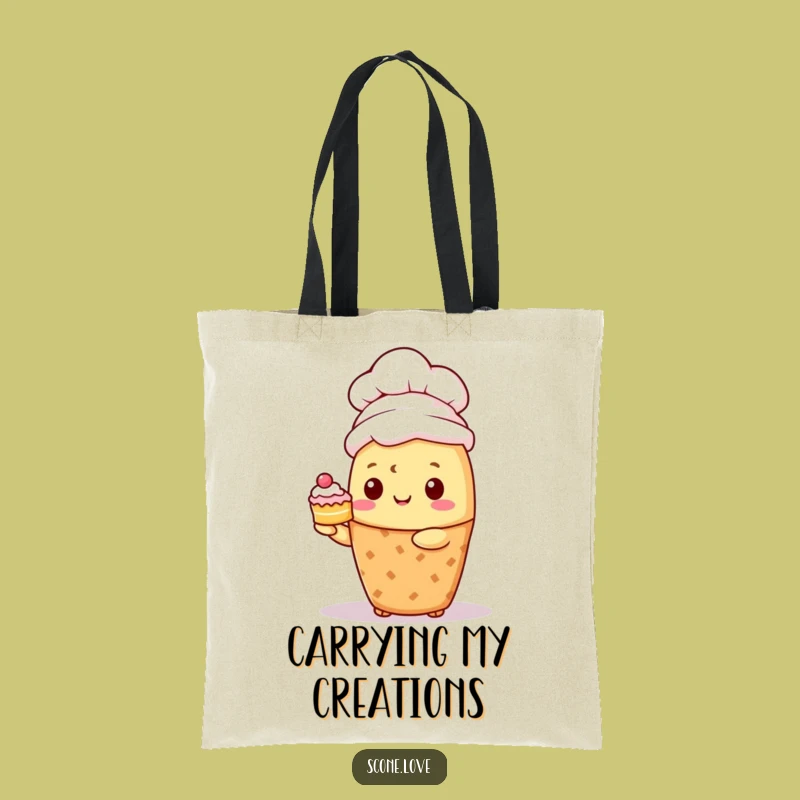 Funny Kawaii Scone Chef Tote Bag: Carry Your Creations, A Chic Kitchen Gift